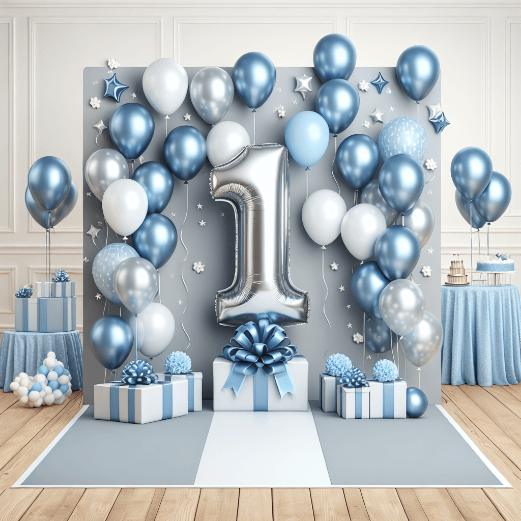 Blue and Silver Balloon Clusters